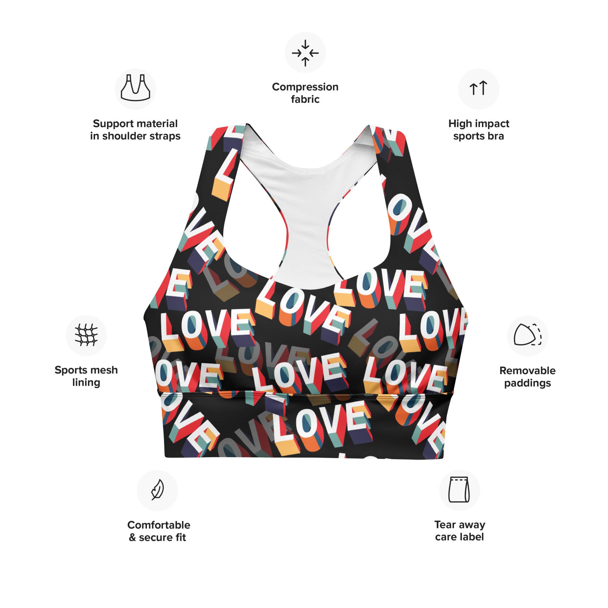 Love Is in The Air Longline Sports Bra
